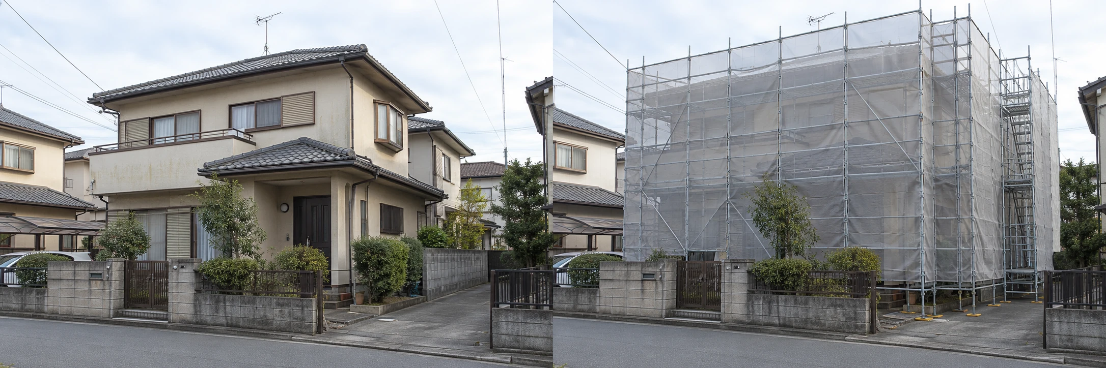工事前のイメージ:足場設置前の建物